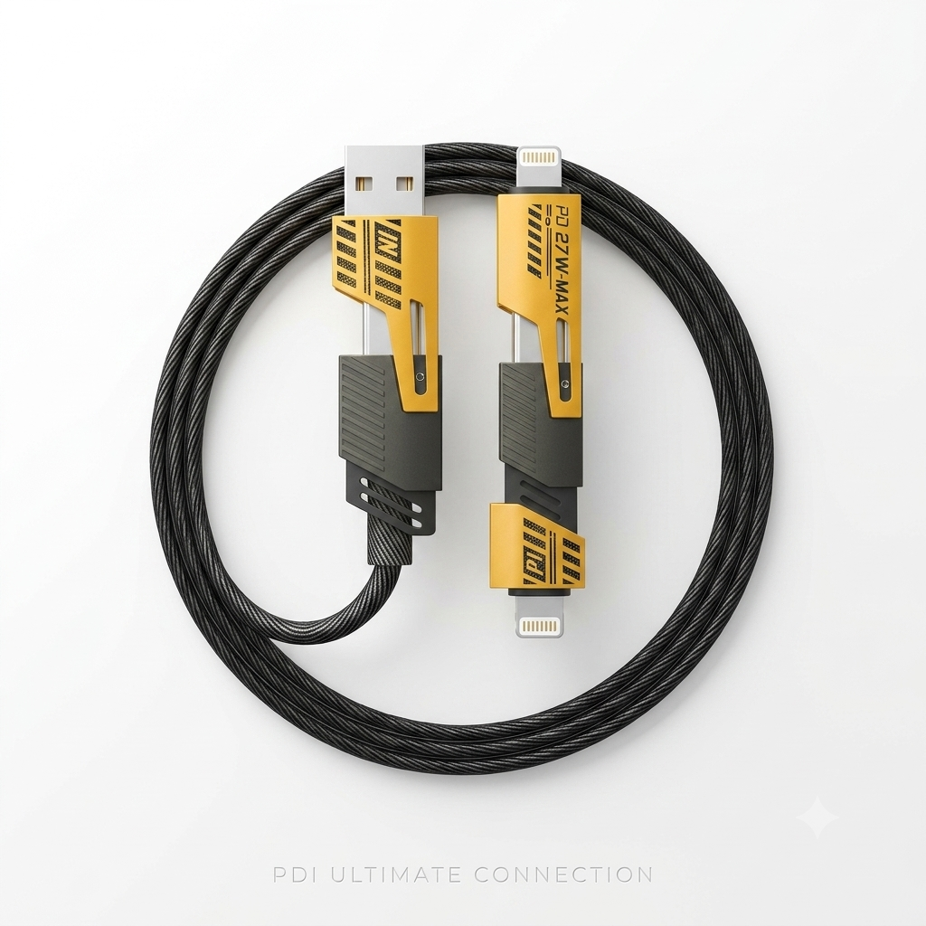 4-in-1 Fast Charging Cable 27W PD | USB-A to Type-C, Lightning & Thunderbolt Compatible Cable