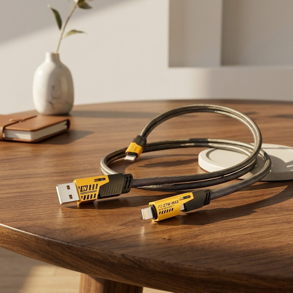 4-in-1 Fast Charging Cable 27W PD | USB-A to Type-C, Lightning & Thunderbolt Compatible Cable